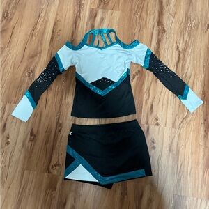 Black and Teal Maddy Euphoria Cheerleading Outfit